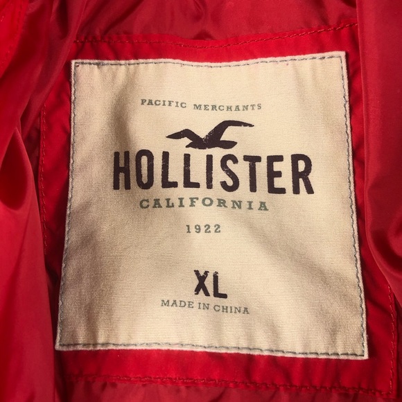 Hollister Men’s XL Puffer Down Jacket Coat Red - Picture 3 of 5